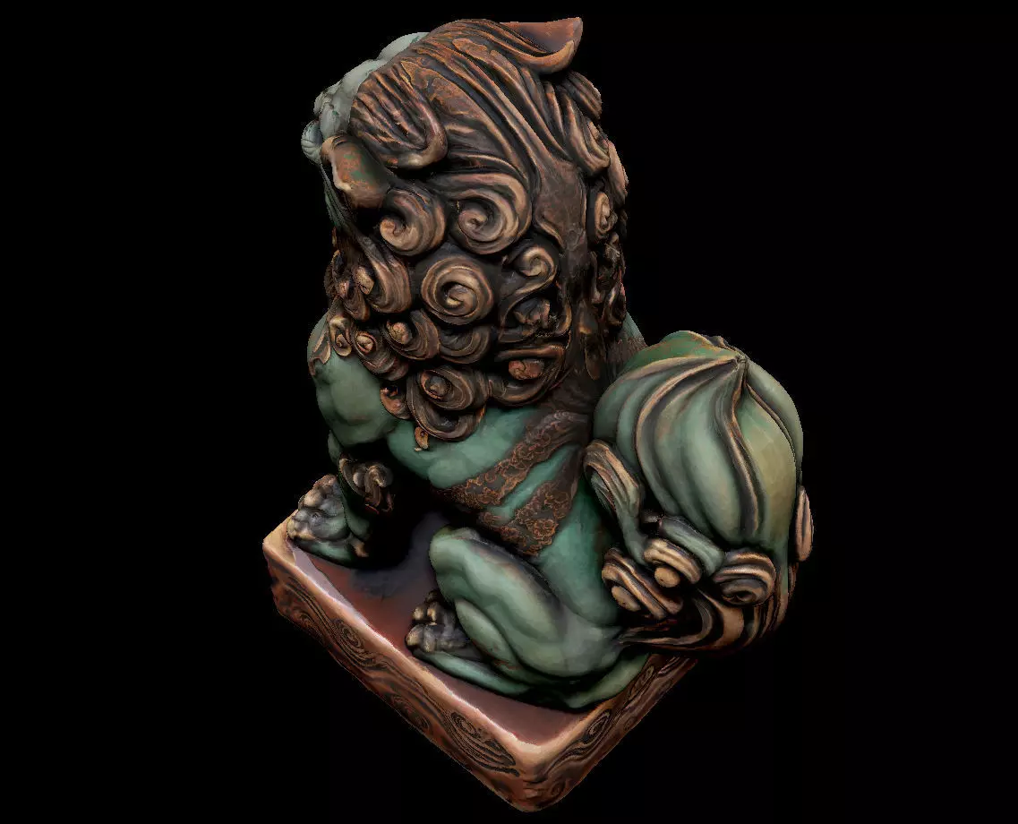 Japanese Komainu - Guardian Lion-Dog Statue Tattoo 3D print model_5