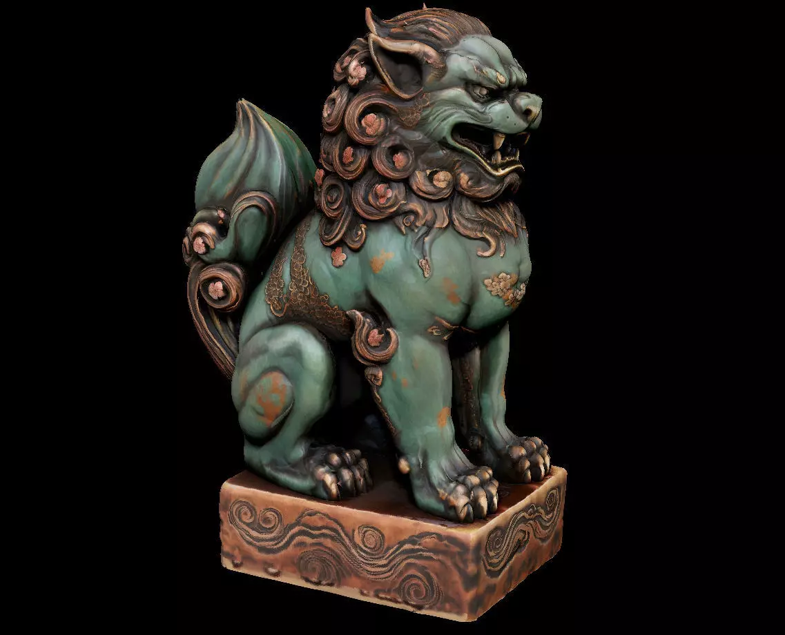 Japanese Komainu - Guardian Lion-Dog Statue Tattoo 3D print model_3