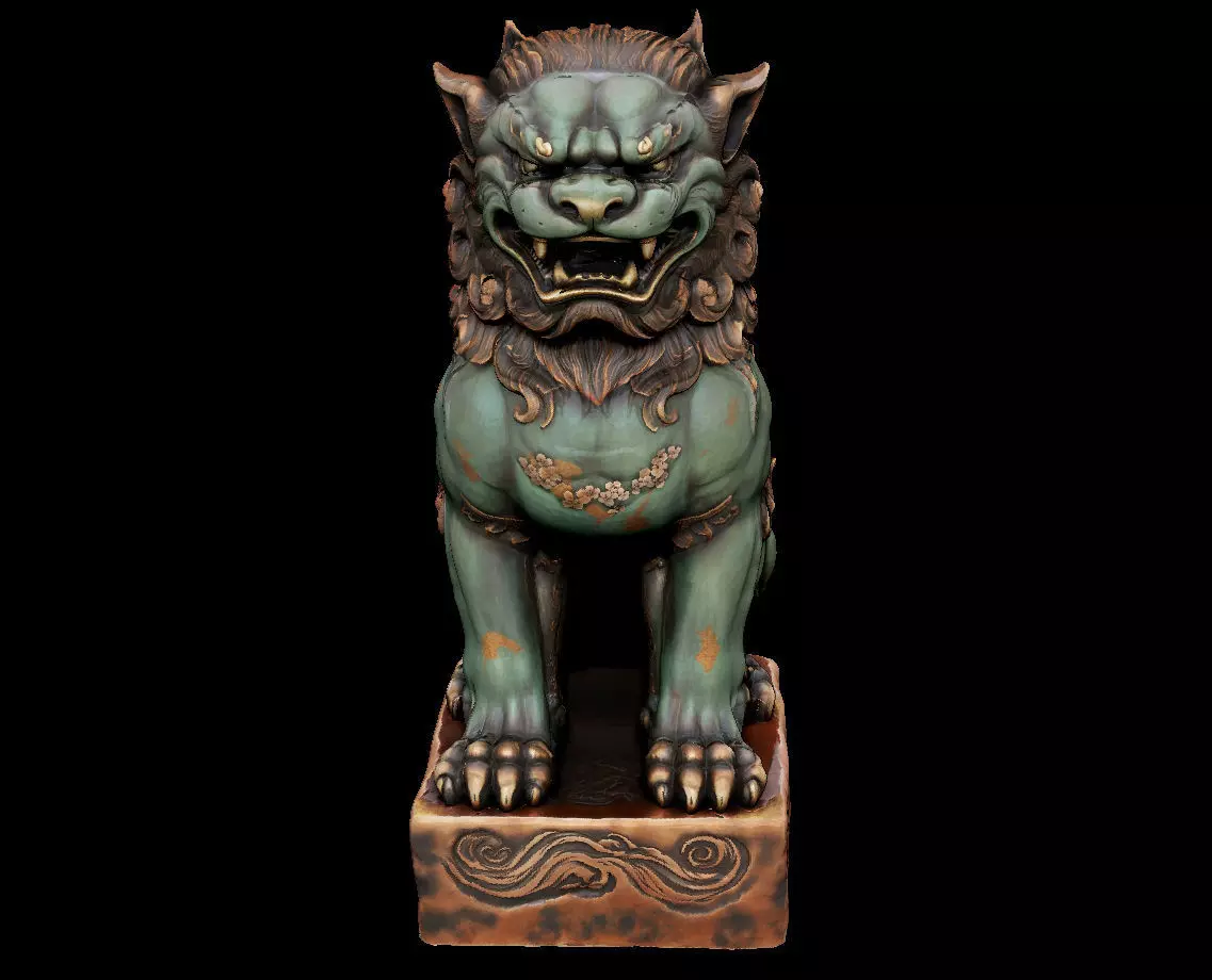 Japanese Komainu - Guardian Lion-Dog Statue Tattoo 3D print model_2