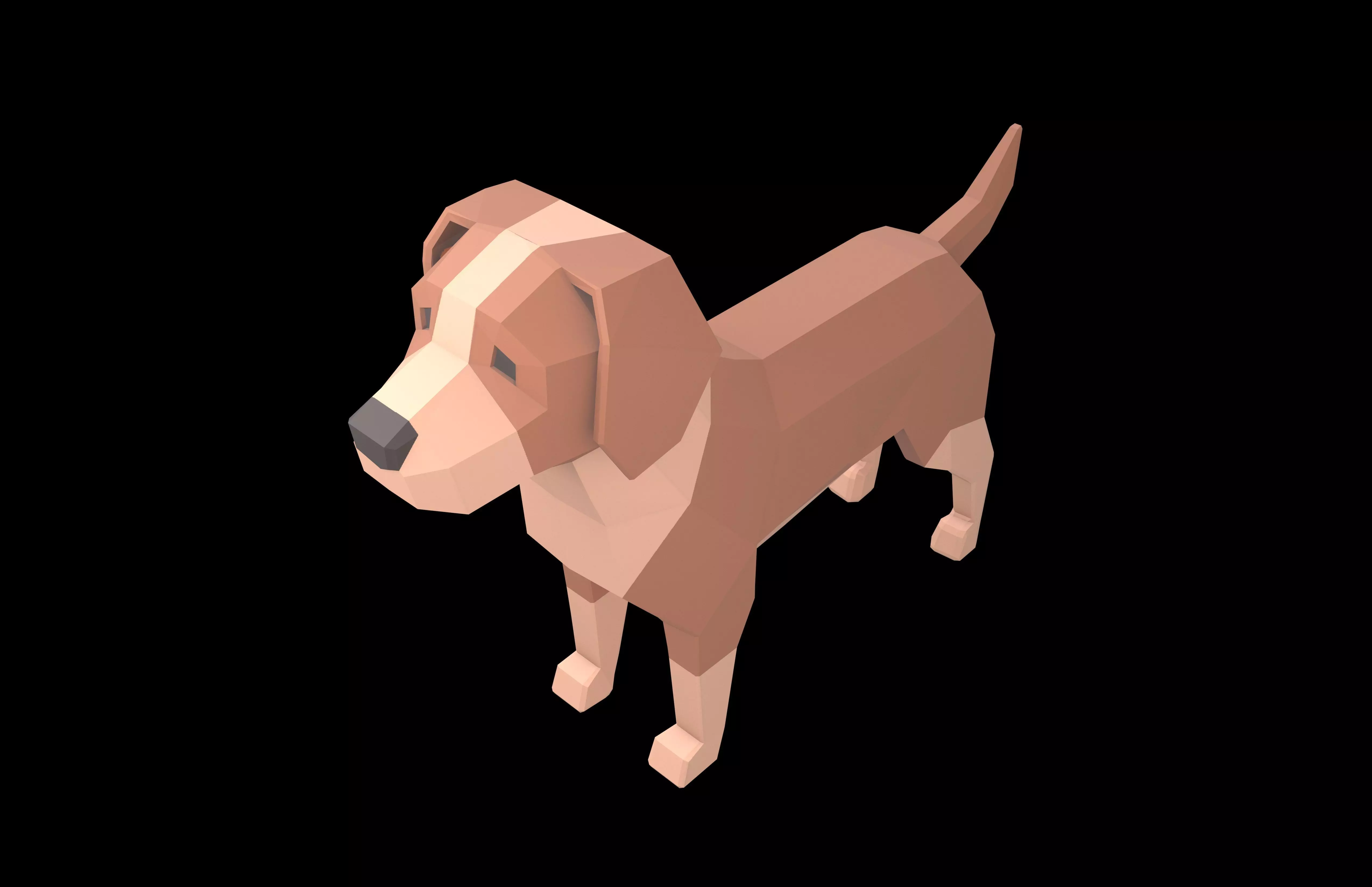 Lowpoly Dog v1 002 Low-poly 3D model_2