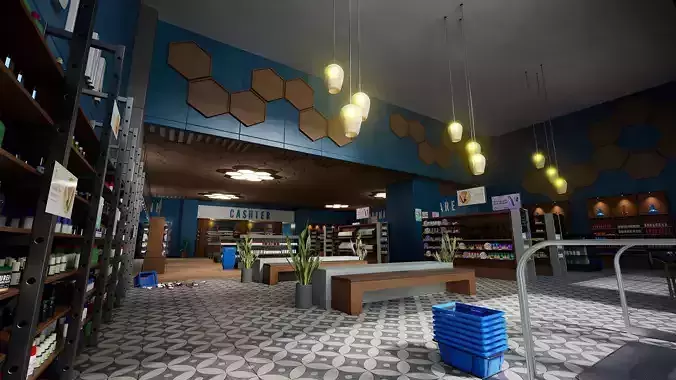 Modern Cosmetics Store Interior 3D Scene Low-poly 3D model