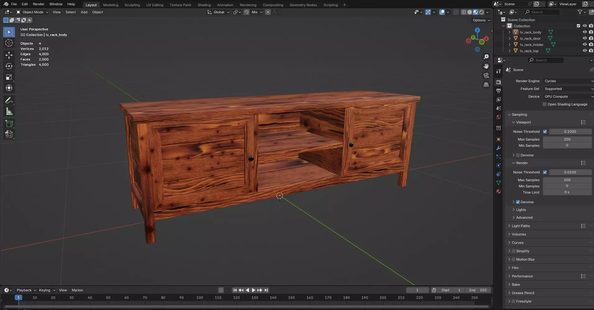 TV Rack CG62 3D model_8