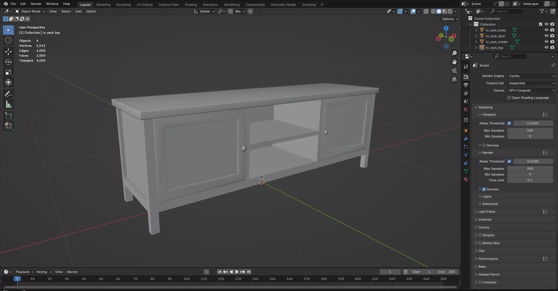 TV Rack CG62 3D model_7