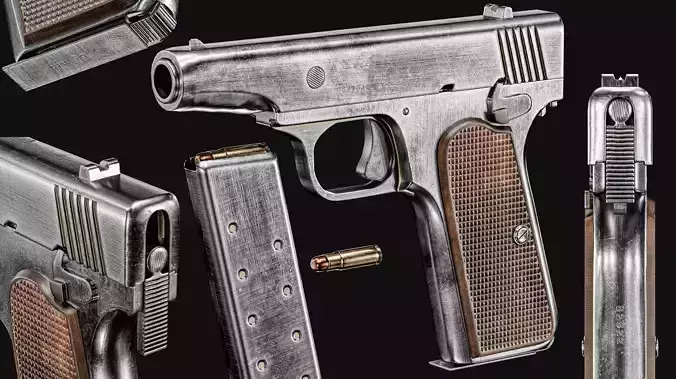 New Nambu M57B Pistol Japanese Low-poly 3D model