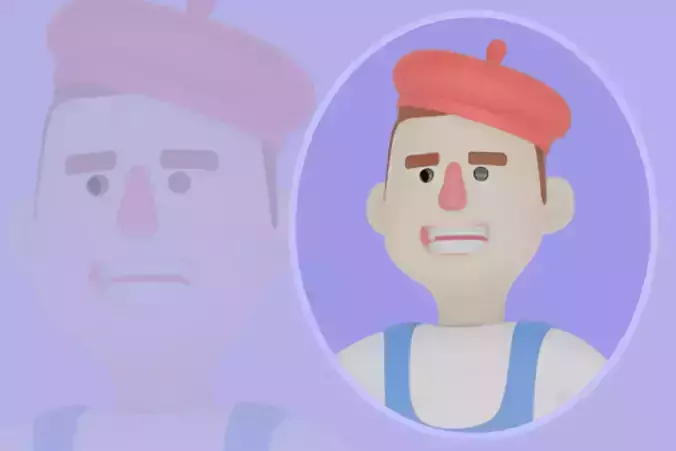 3D Cartoon Male Painter Character - Angry Artist Waiting Pose