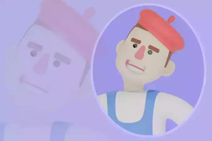 3D Cartoon Male Painter Character - Angry Artist Awkward Pose