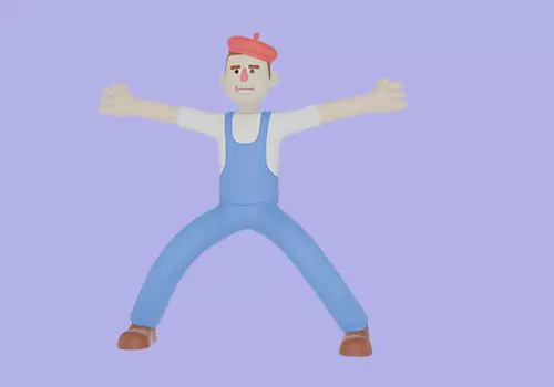 3D Cartoon Male Painter Character-Angry Artist Intimidating Pose 3D model_2