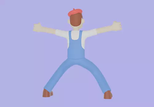 3D Cartoon Male Painter Character-Angry Artist Intimidating Pose 3D model_4