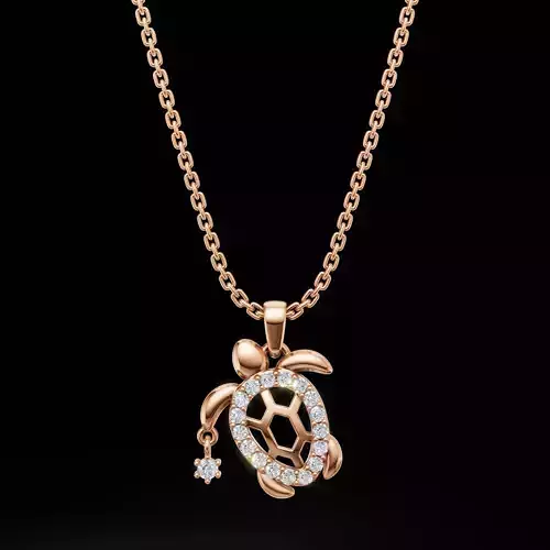 3D Sea Turtle Pendant with Gemstone Accents  3DM STL OBJ FBX GLB