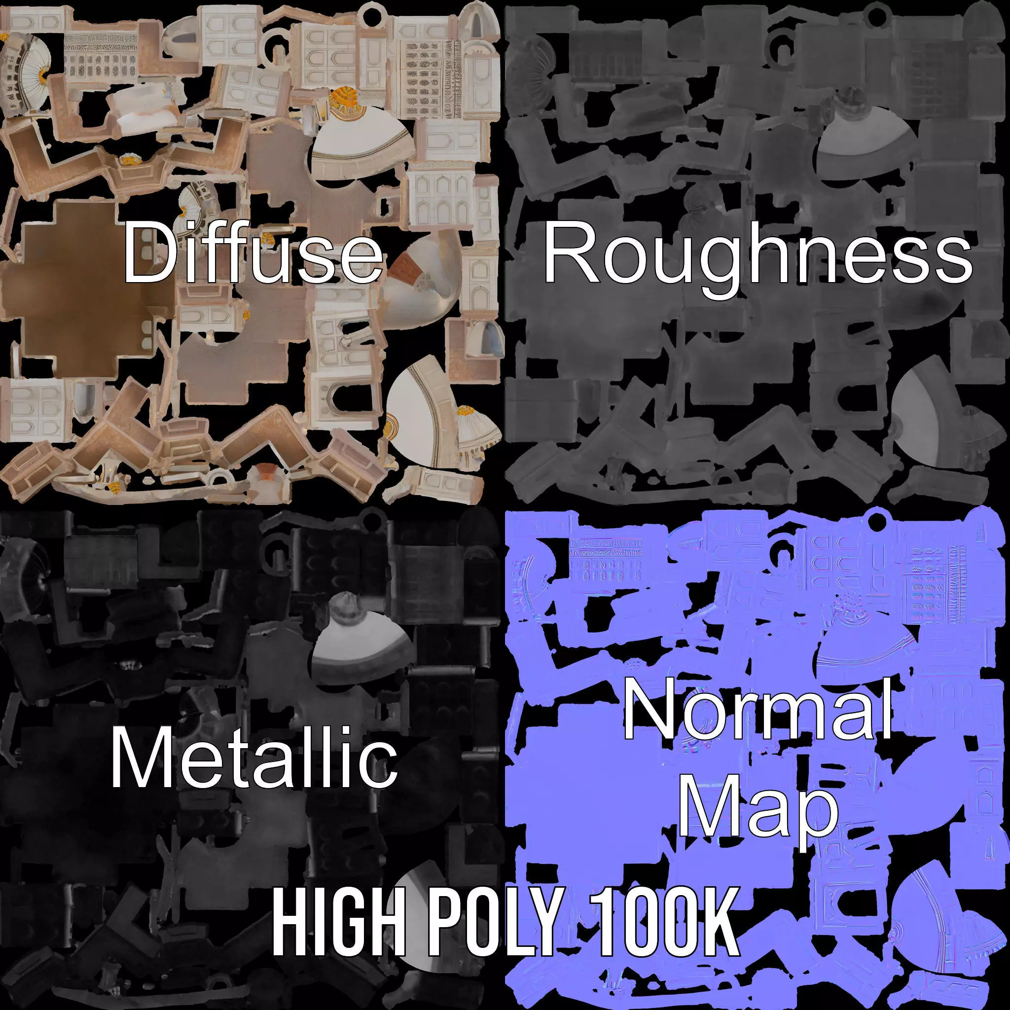 Ornate Mosque model pack Low-poly 3D model_3