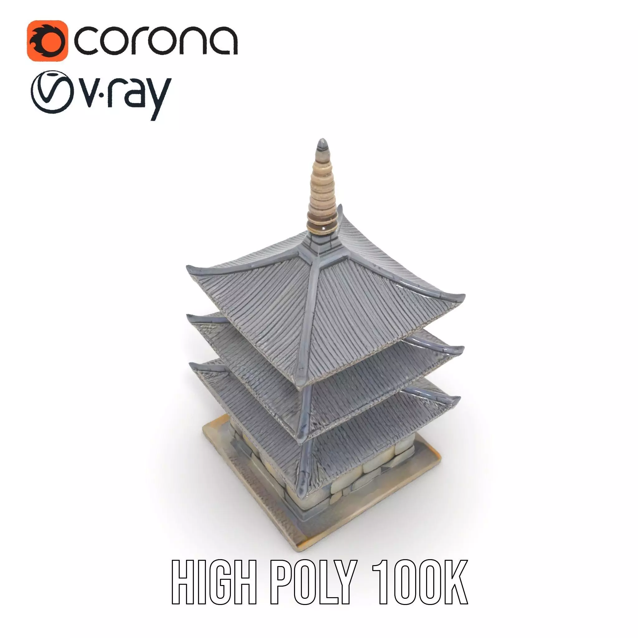 Traditional Pagoda Architecture model pack Low-poly 3D model_23