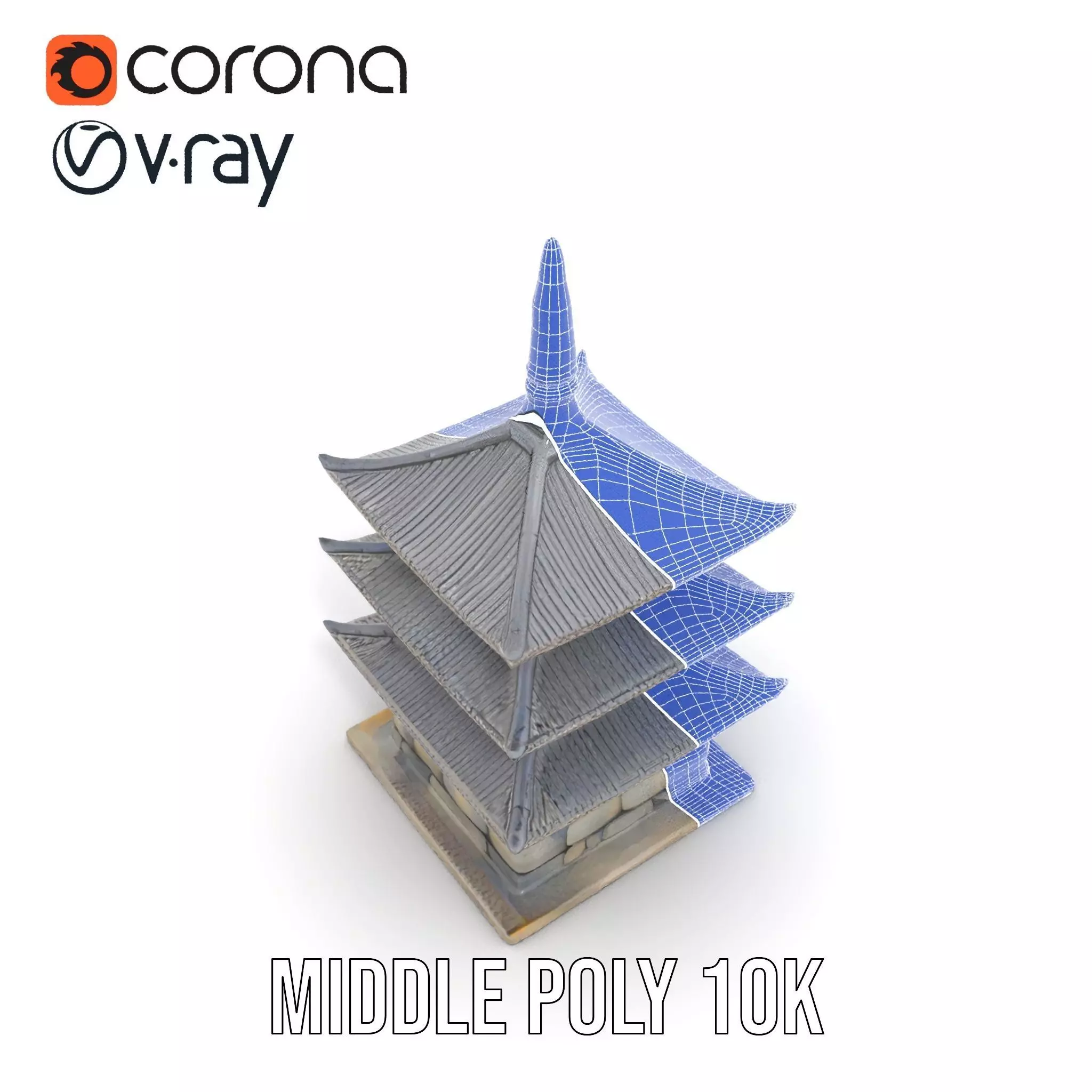 Traditional Pagoda Architecture model pack Low-poly 3D model_18