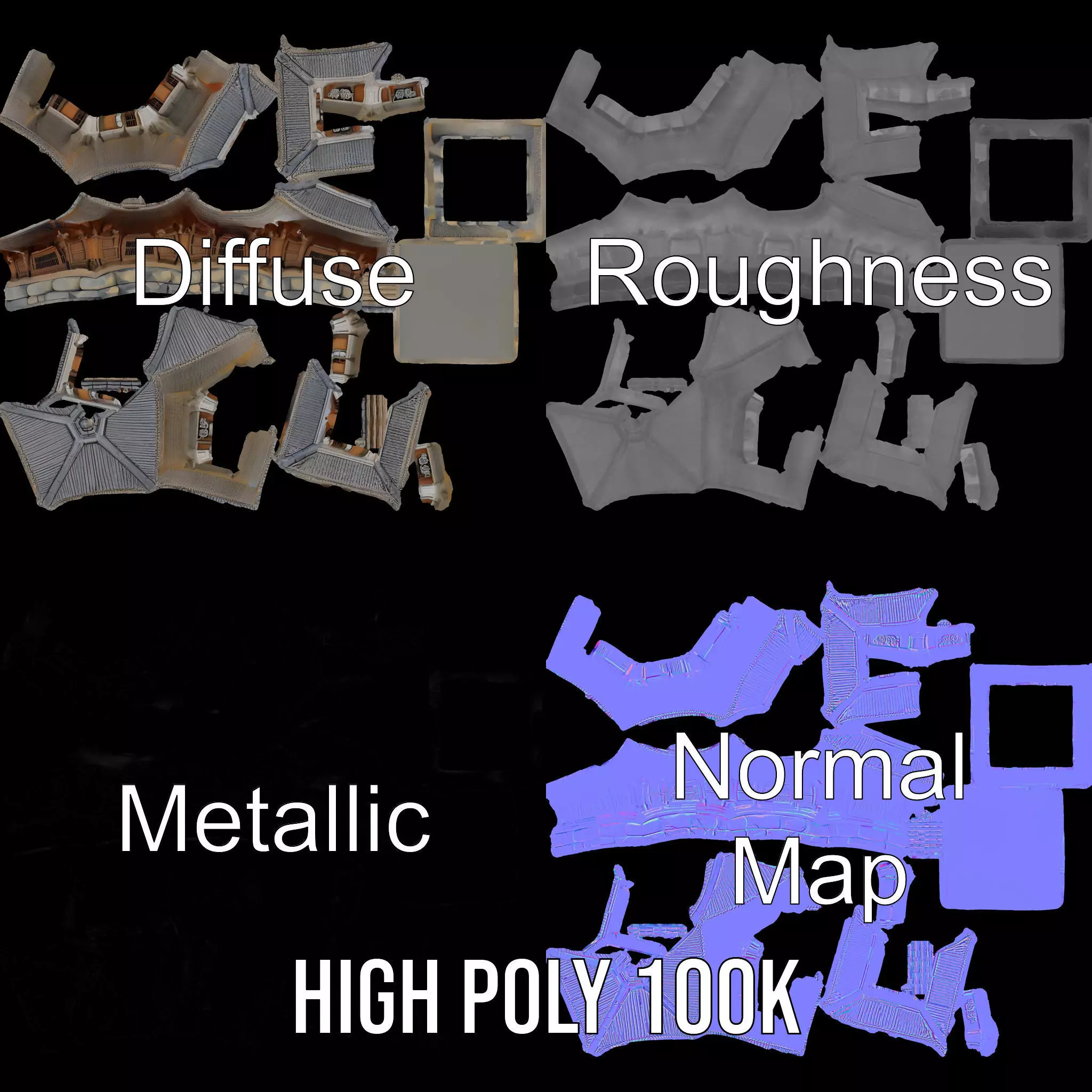 Traditional Pagoda Architecture model pack Low-poly 3D model_3