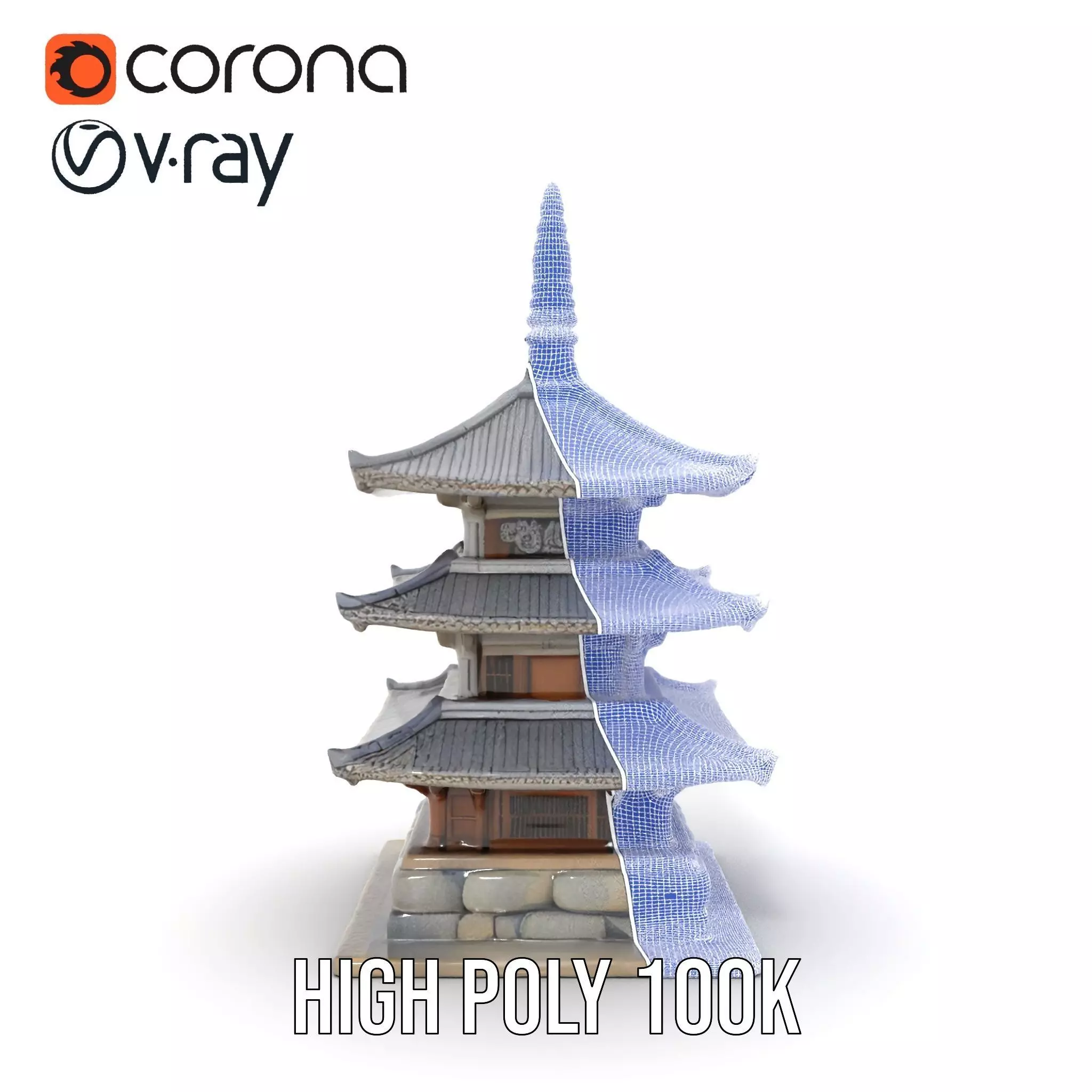 Traditional Pagoda Architecture model pack Low-poly 3D model_33