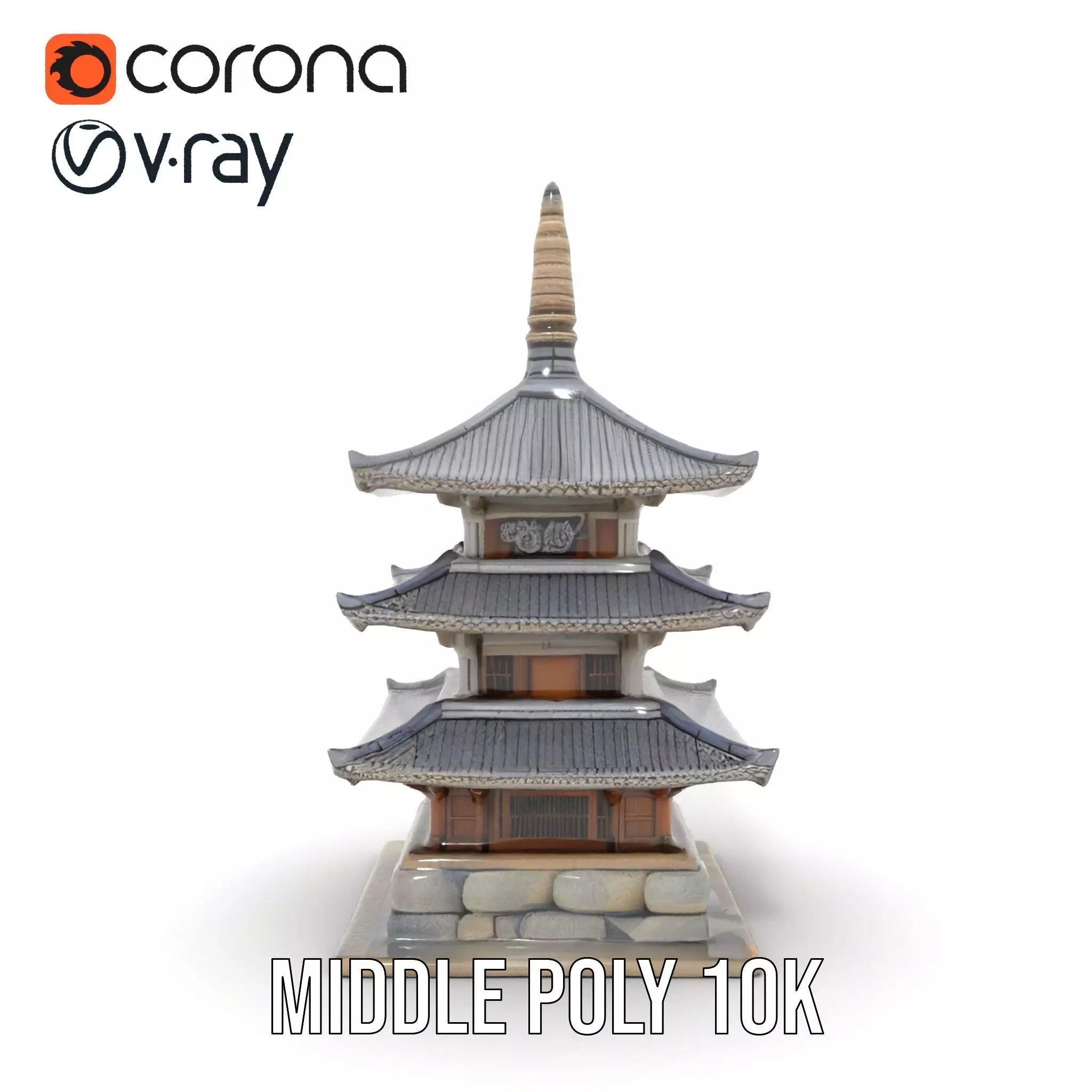 Traditional Pagoda Architecture model pack Low-poly 3D model_27