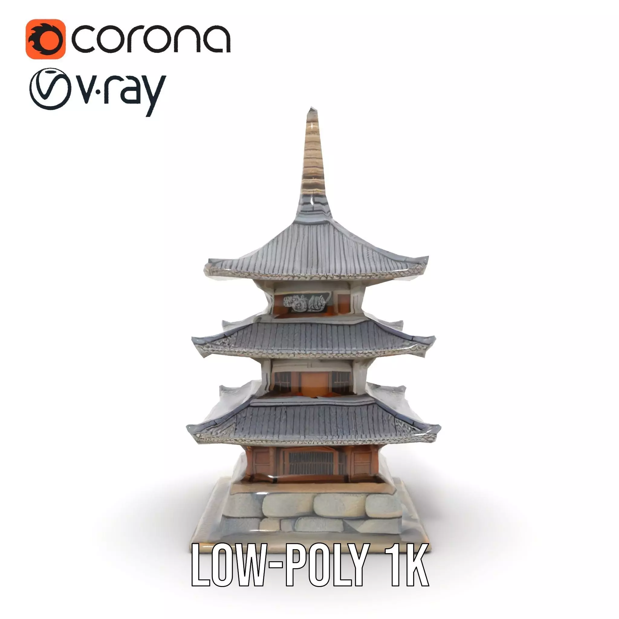 Traditional Pagoda Architecture model pack Low-poly 3D model_22