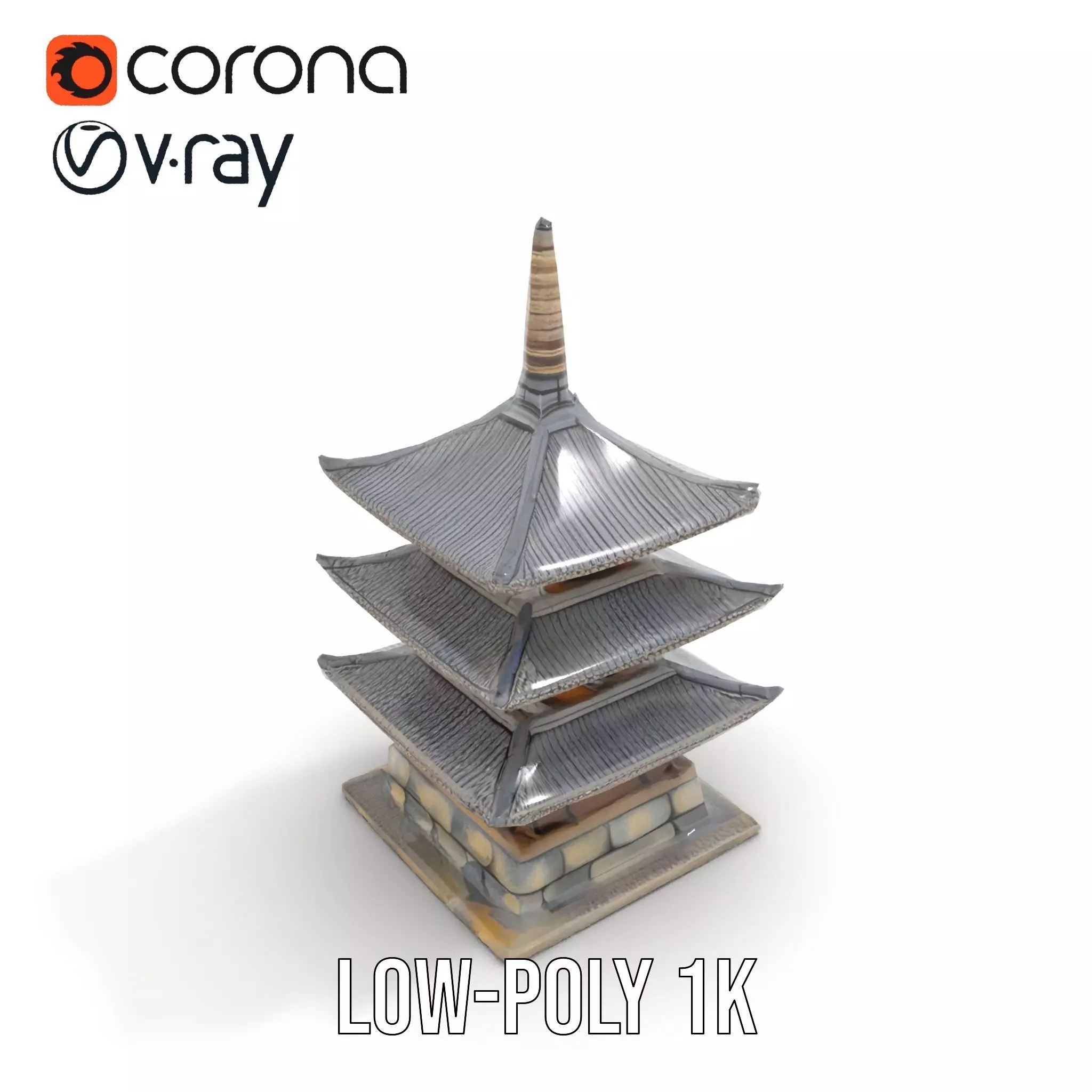 Traditional Pagoda Architecture model pack Low-poly 3D model_19