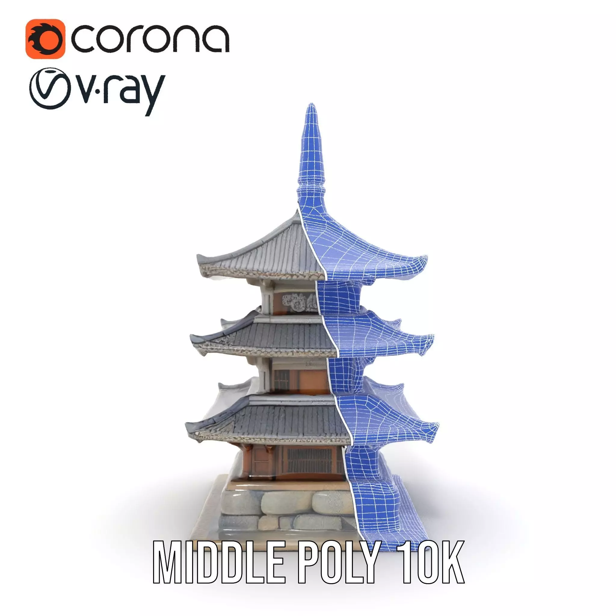 Traditional Pagoda Architecture model pack Low-poly 3D model_30