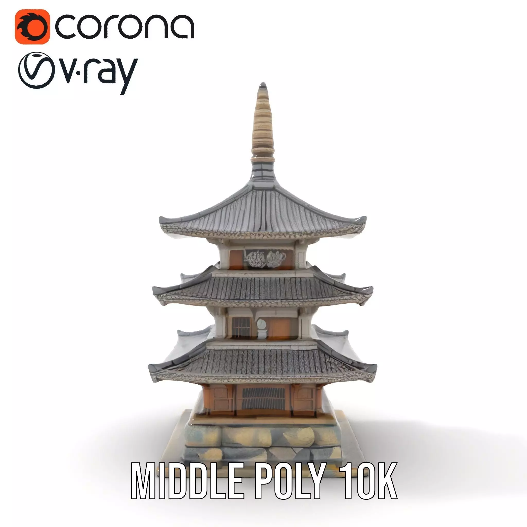Traditional Pagoda Architecture model pack Low-poly 3D model_13