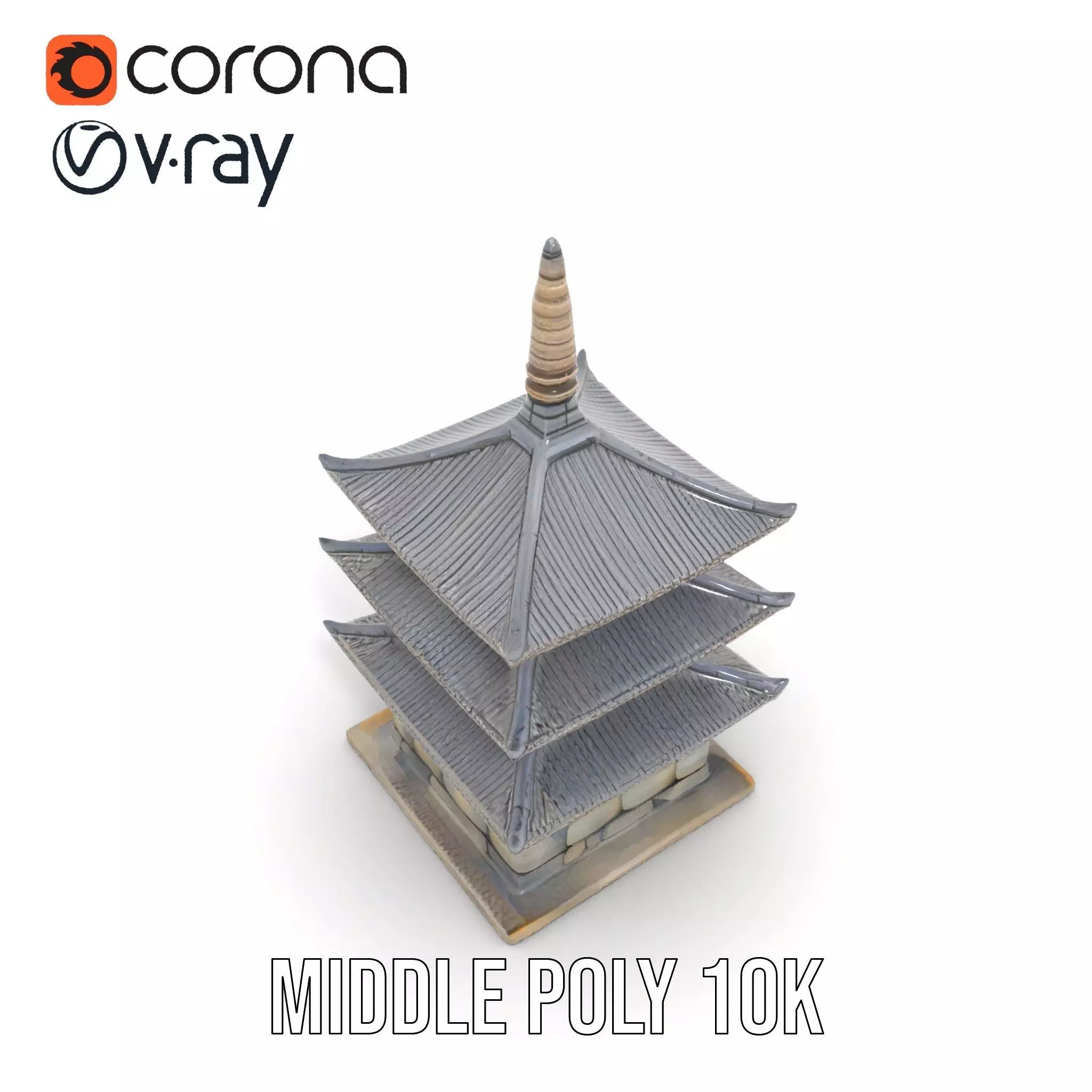 Traditional Pagoda Architecture model pack Low-poly 3D model_11