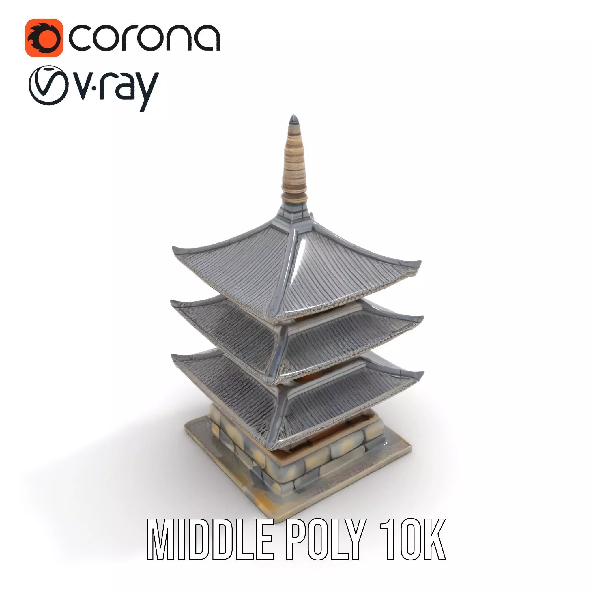 Traditional Pagoda Architecture model pack Low-poly 3D model_5