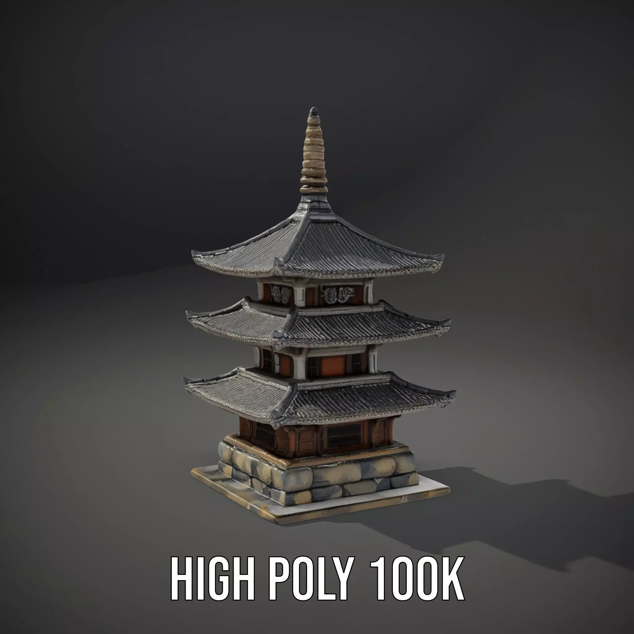 Traditional Pagoda Architecture model pack Low-poly 3D model_10