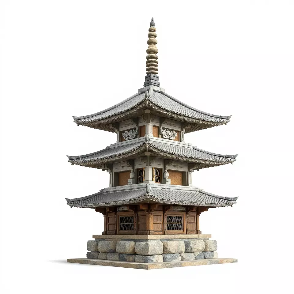 Traditional Pagoda Architecture model pack Low-poly 3D model_2