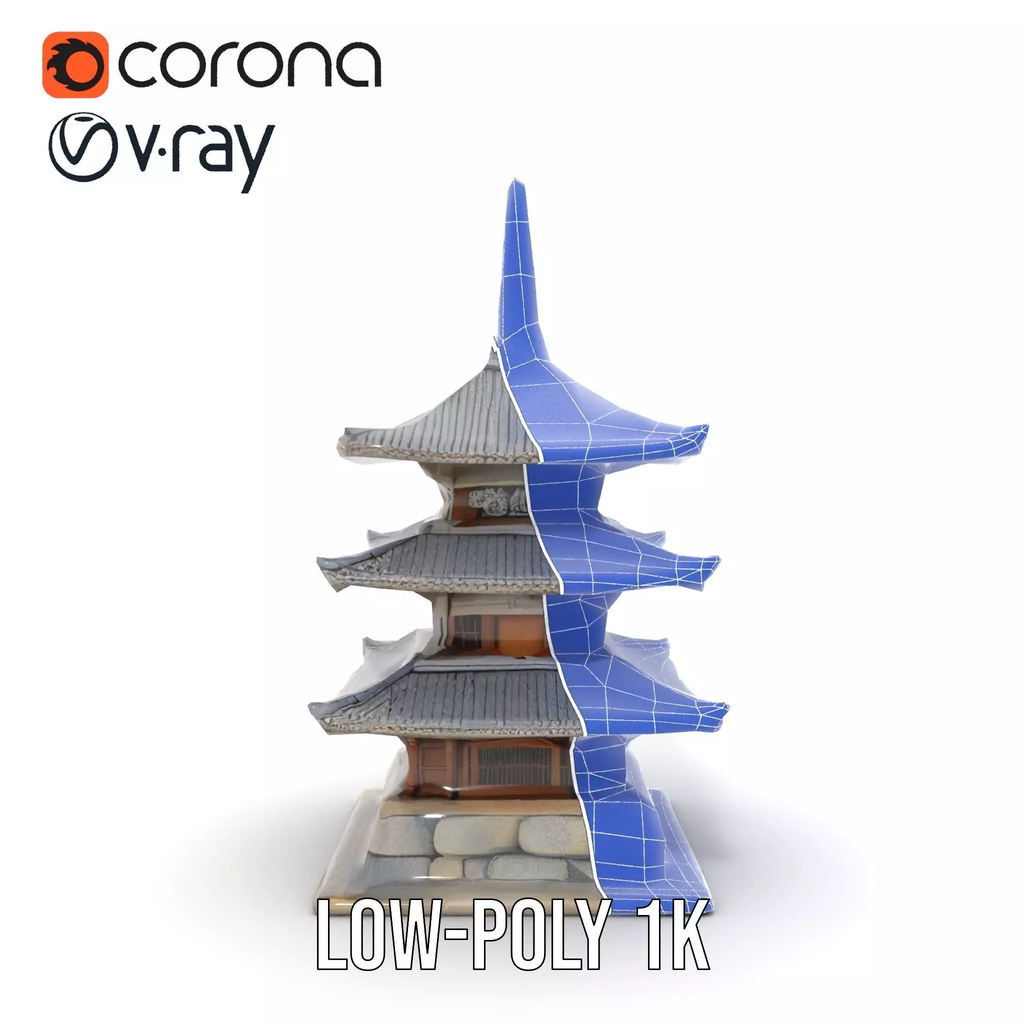 Traditional Pagoda Architecture model pack Low-poly 3D model_31