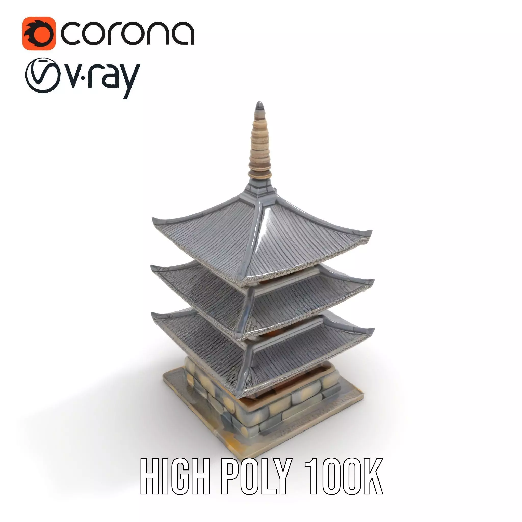Traditional Pagoda Architecture model pack Low-poly 3D model_20