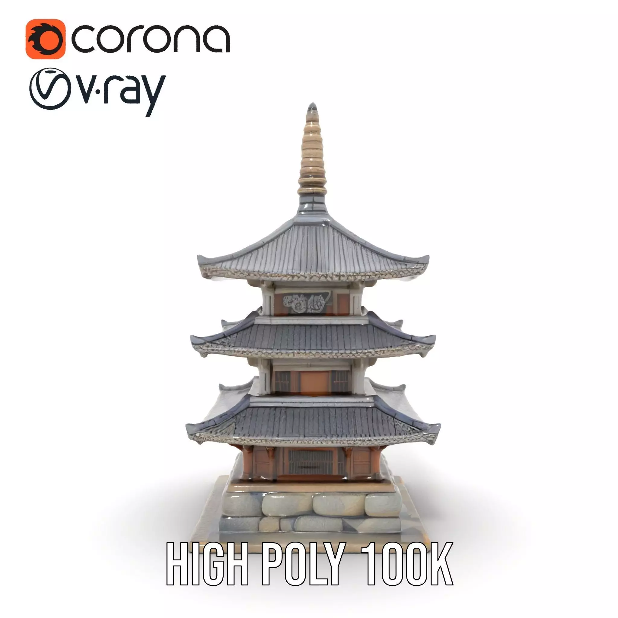 Traditional Pagoda Architecture model pack Low-poly 3D model_26