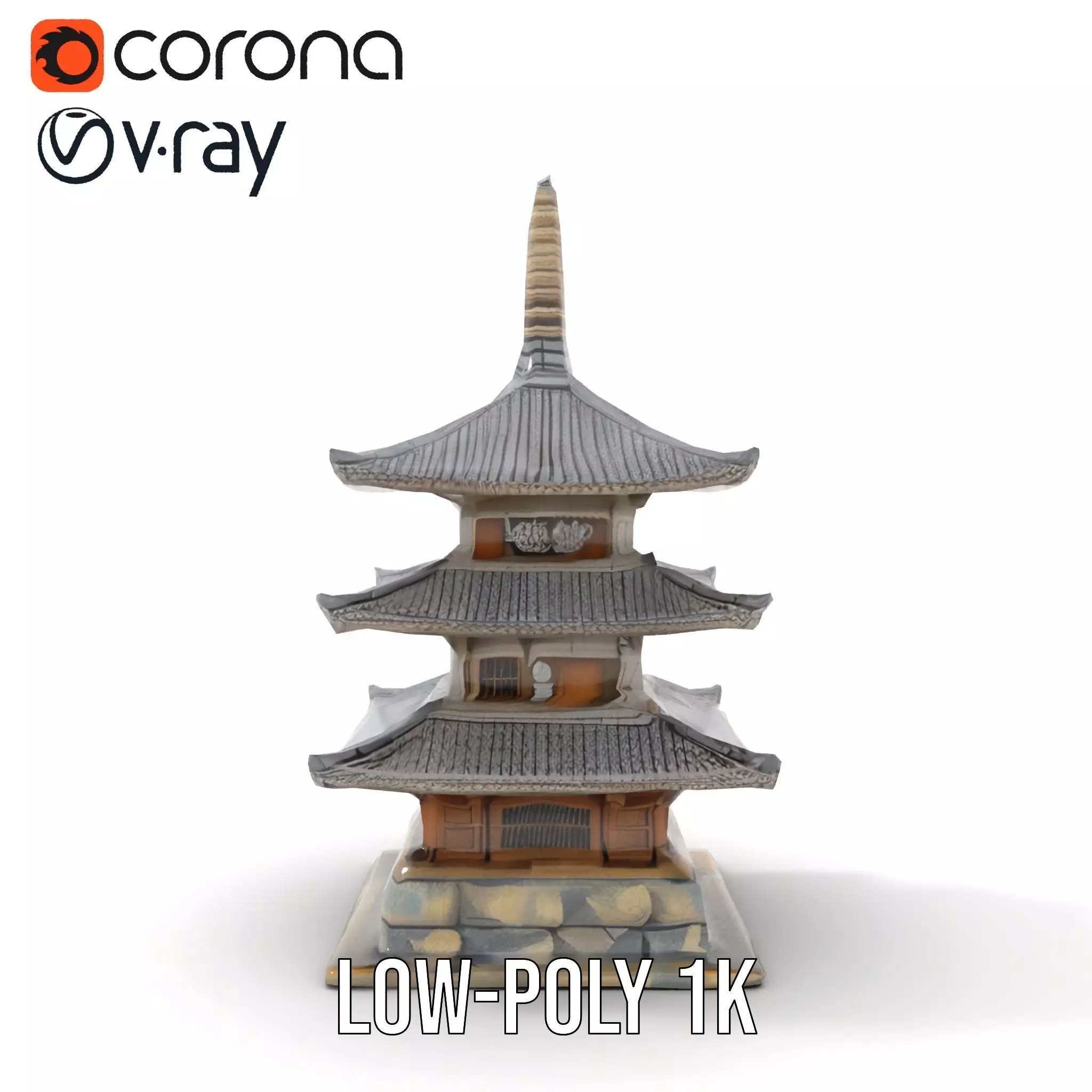 Traditional Pagoda Architecture model pack Low-poly 3D model_17
