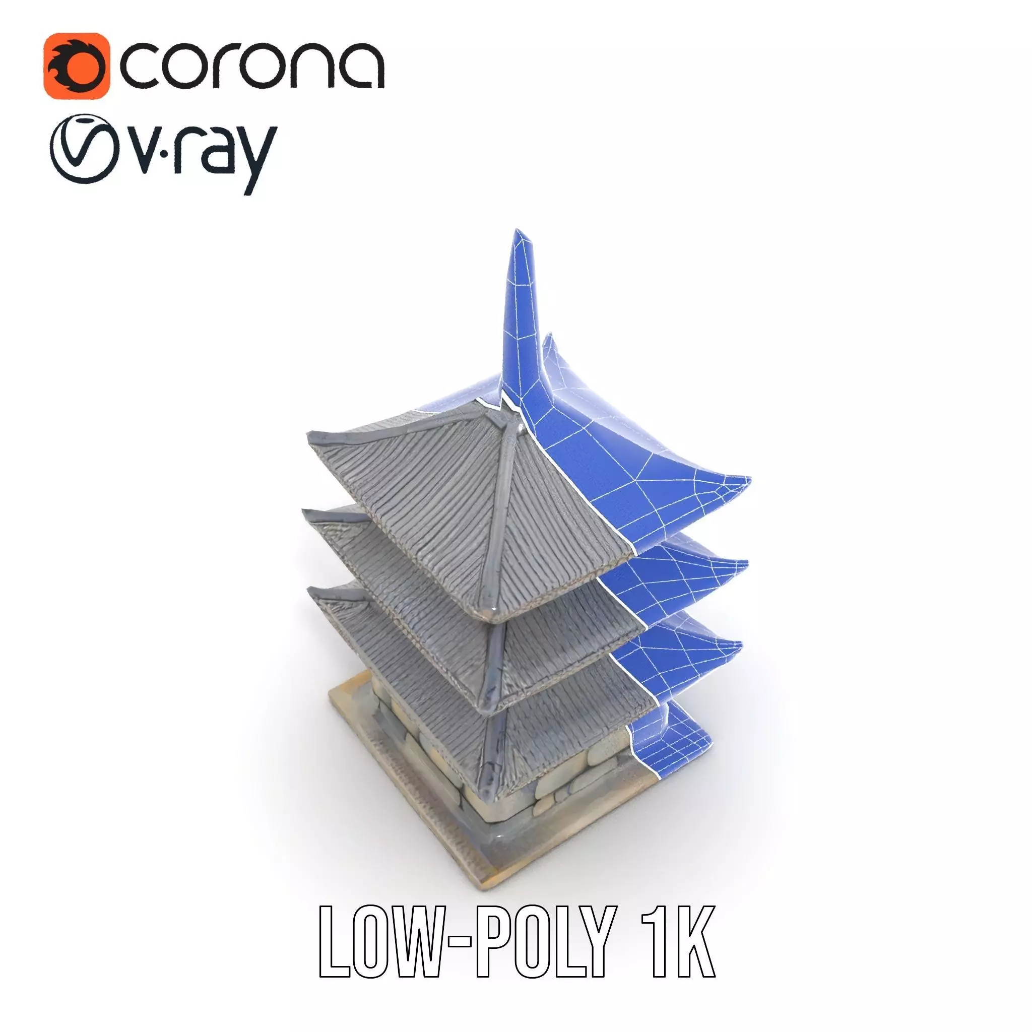 Traditional Pagoda Architecture model pack Low-poly 3D model_12