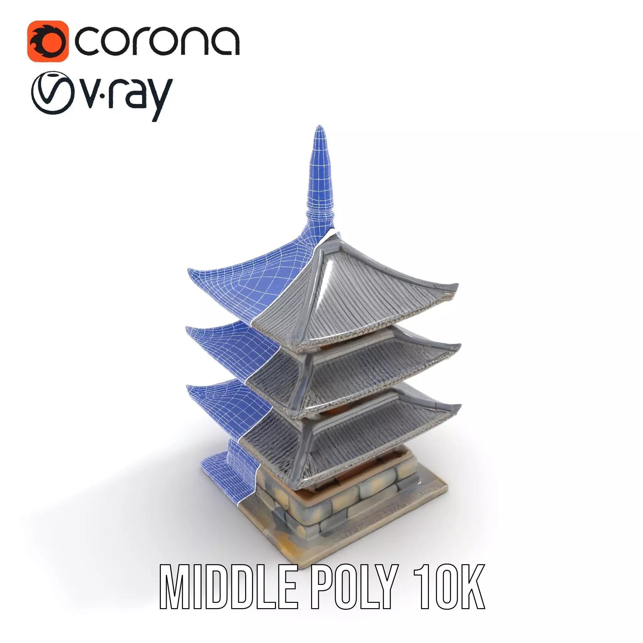 Traditional Pagoda Architecture model pack Low-poly 3D model_16