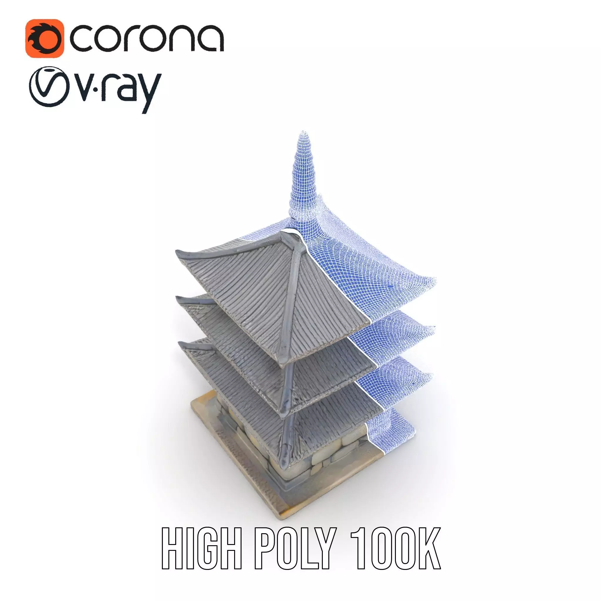 Traditional Pagoda Architecture model pack Low-poly 3D model_34