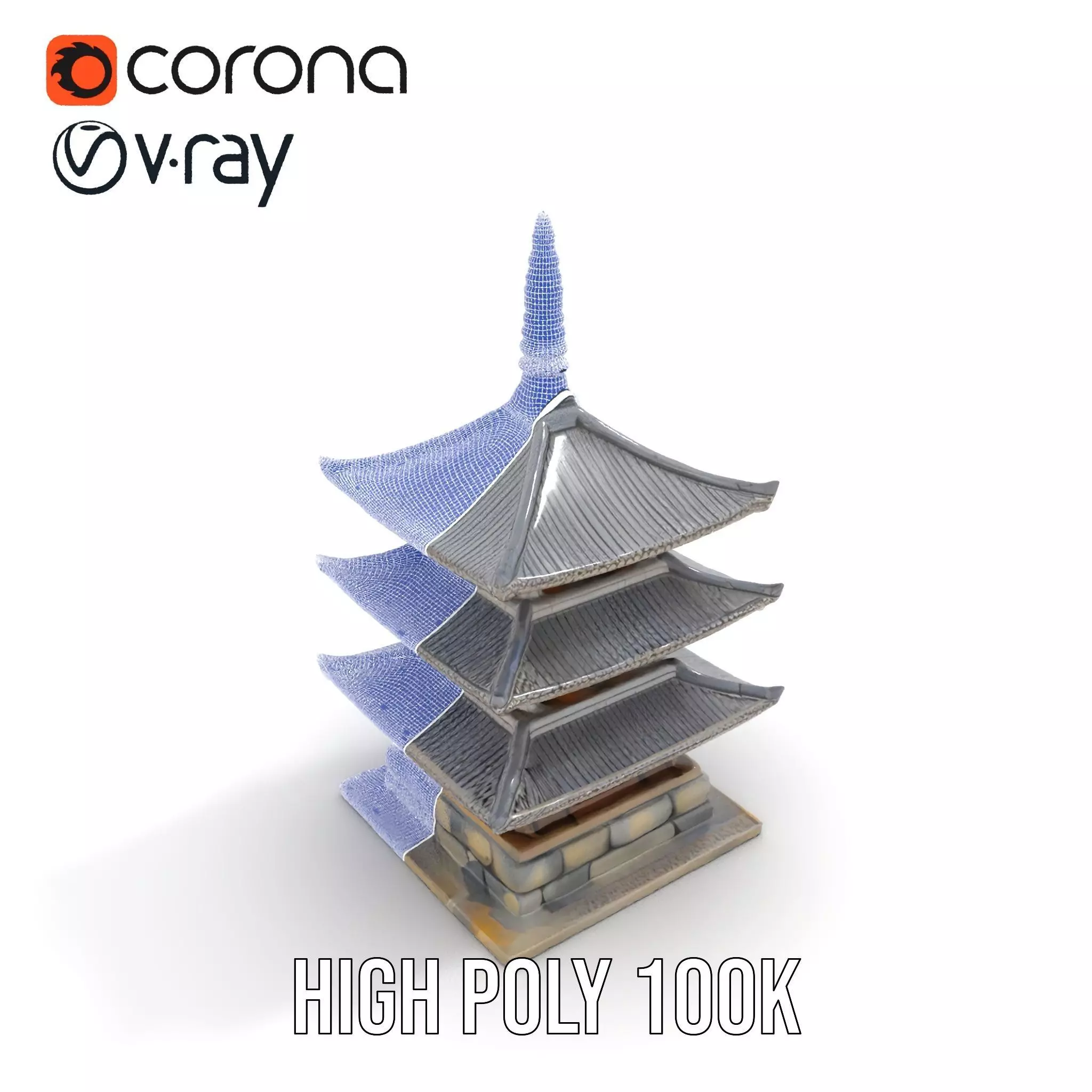 Traditional Pagoda Architecture model pack Low-poly 3D model_29