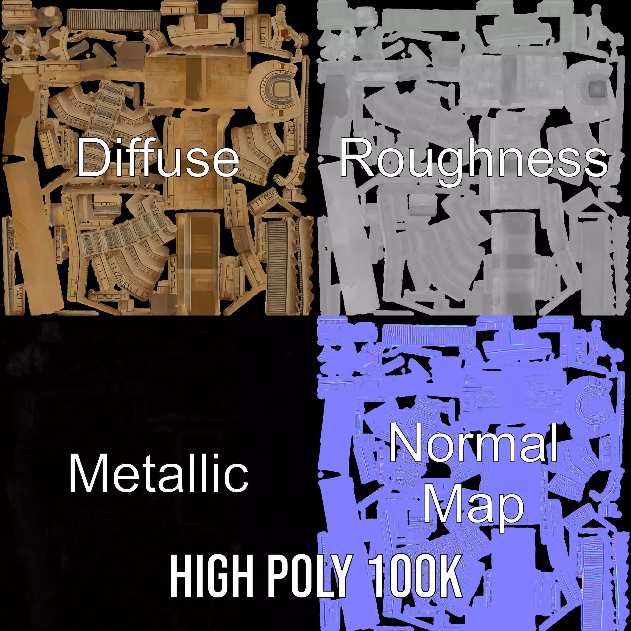 Ancient Stone Pyramid model pack Low-poly 3D model_3