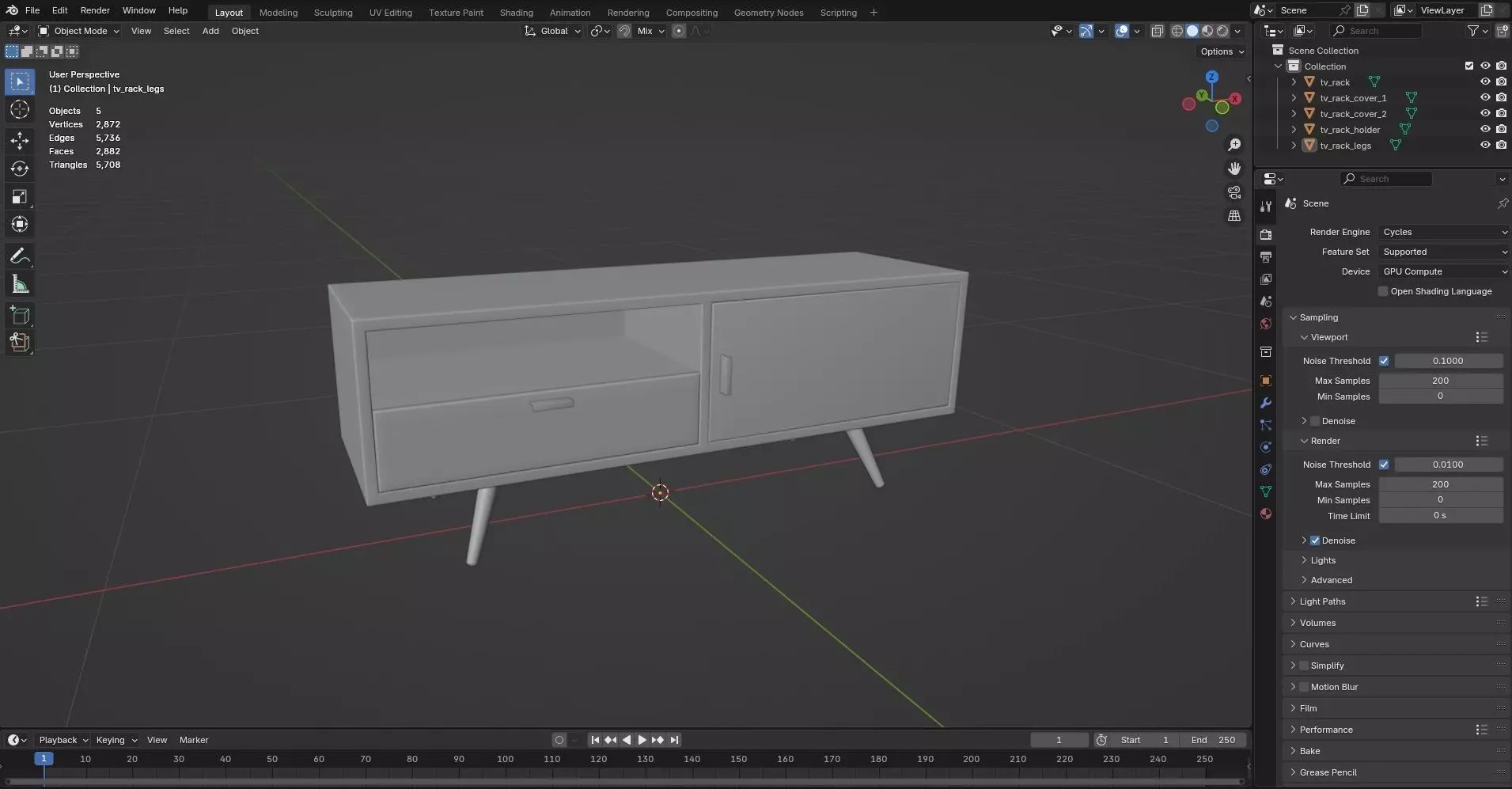 TV Rack CG65 3D model_7