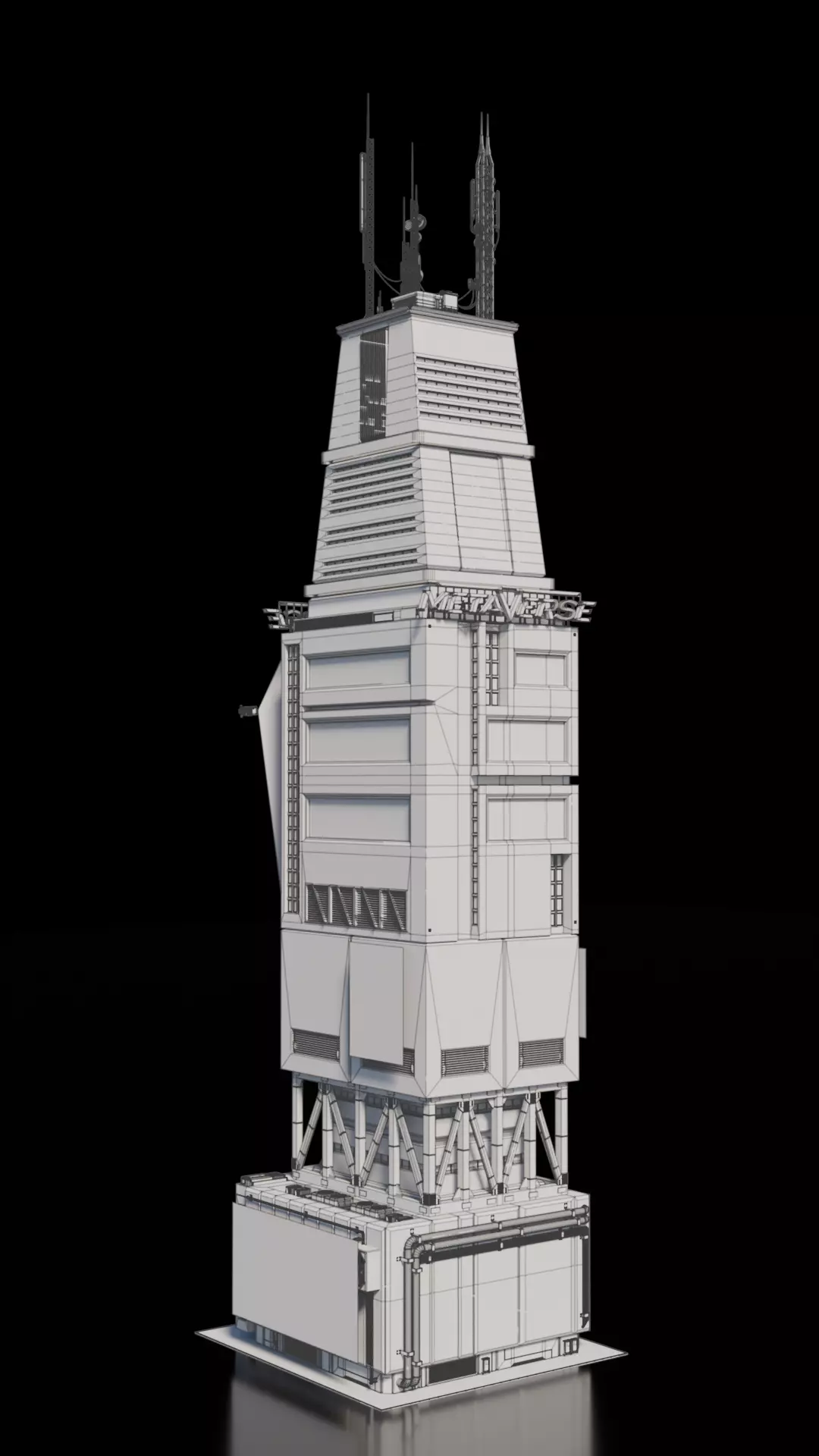 Cyberpunk building 11 3D model_2