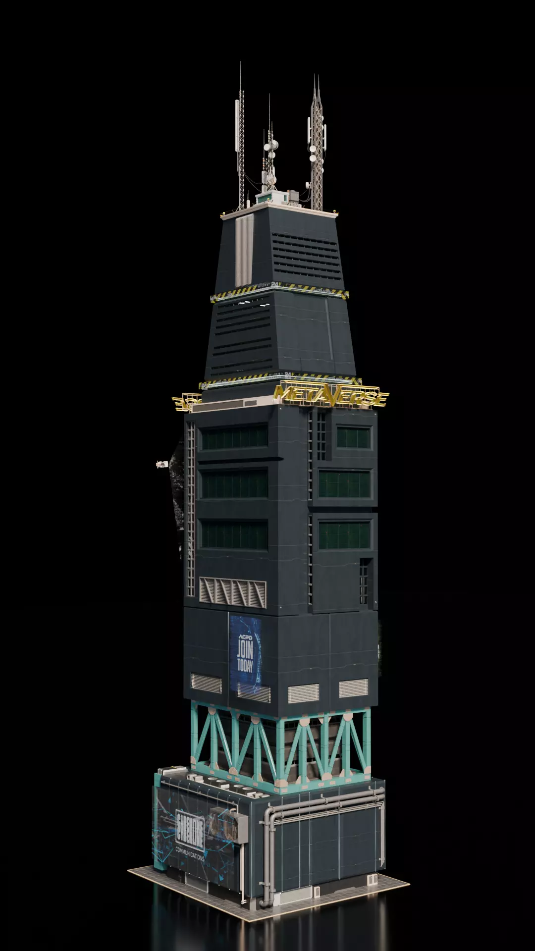 Cyberpunk building 11 3D model_1
