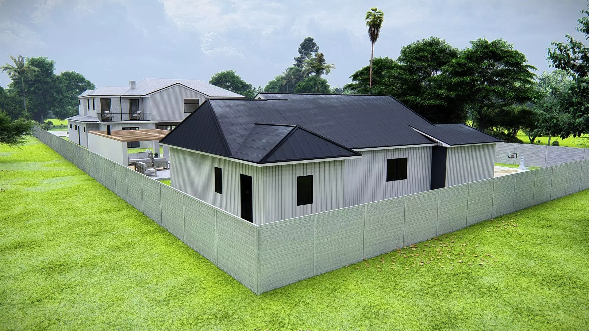 American Style House Exterior 3D Model Classic Residential Home 3D model_11