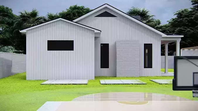 American Style House Exterior 3D Model  Classic Residential Home 3D model 5