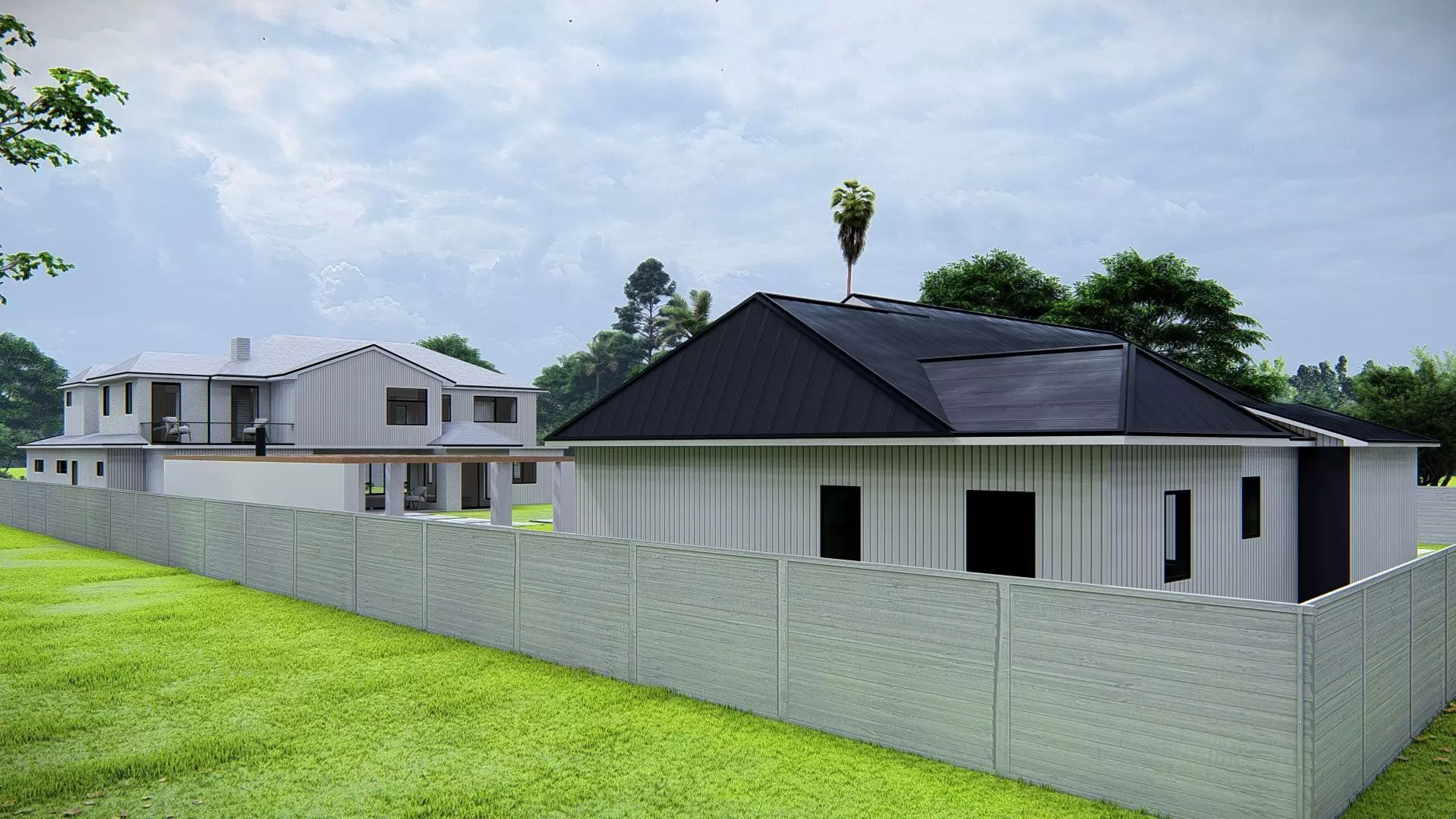 American Style House Exterior 3D Model Classic Residential Home 3D model_12