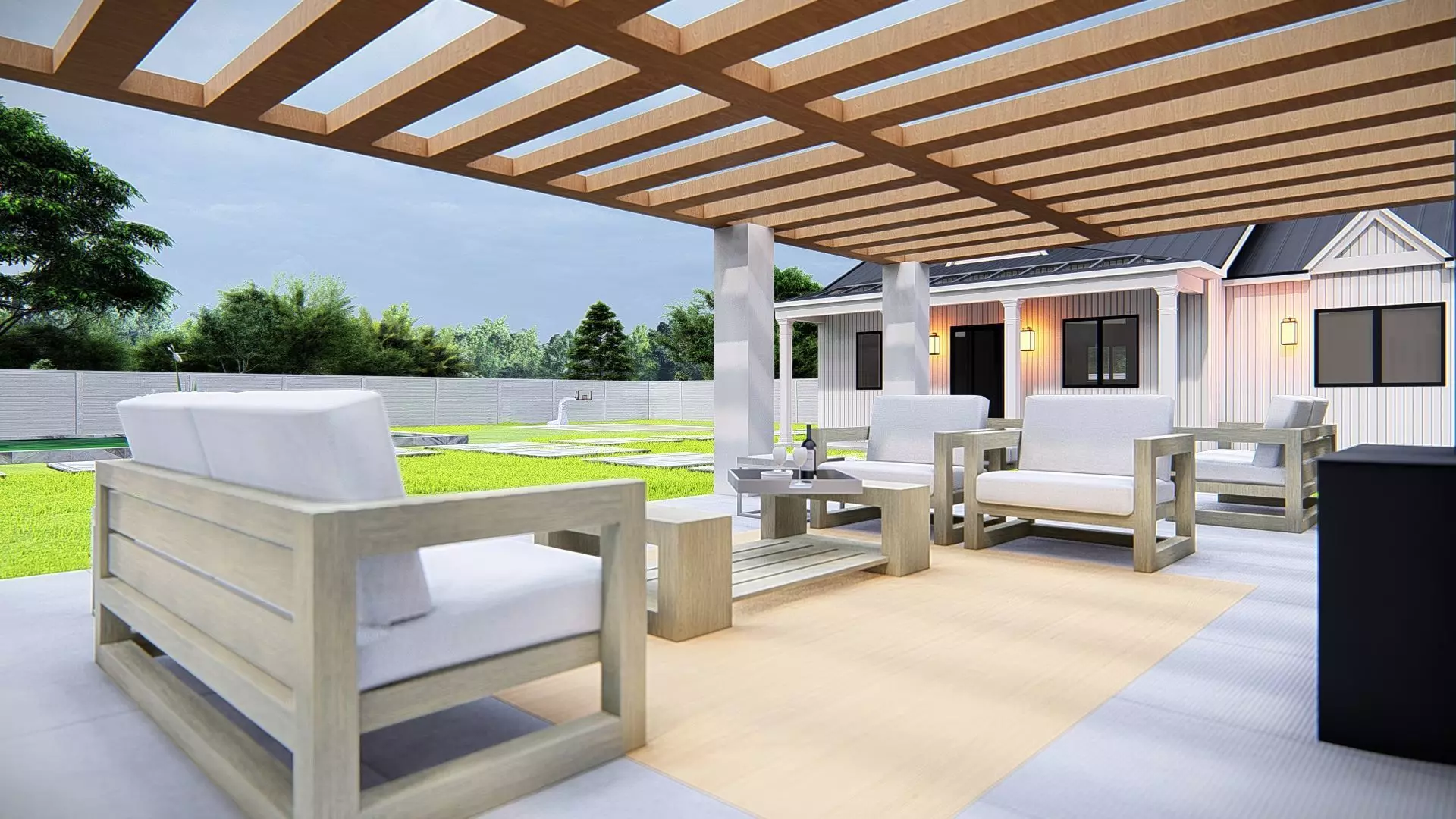 American Style House Exterior 3D Model Classic Residential Home 3D model_14