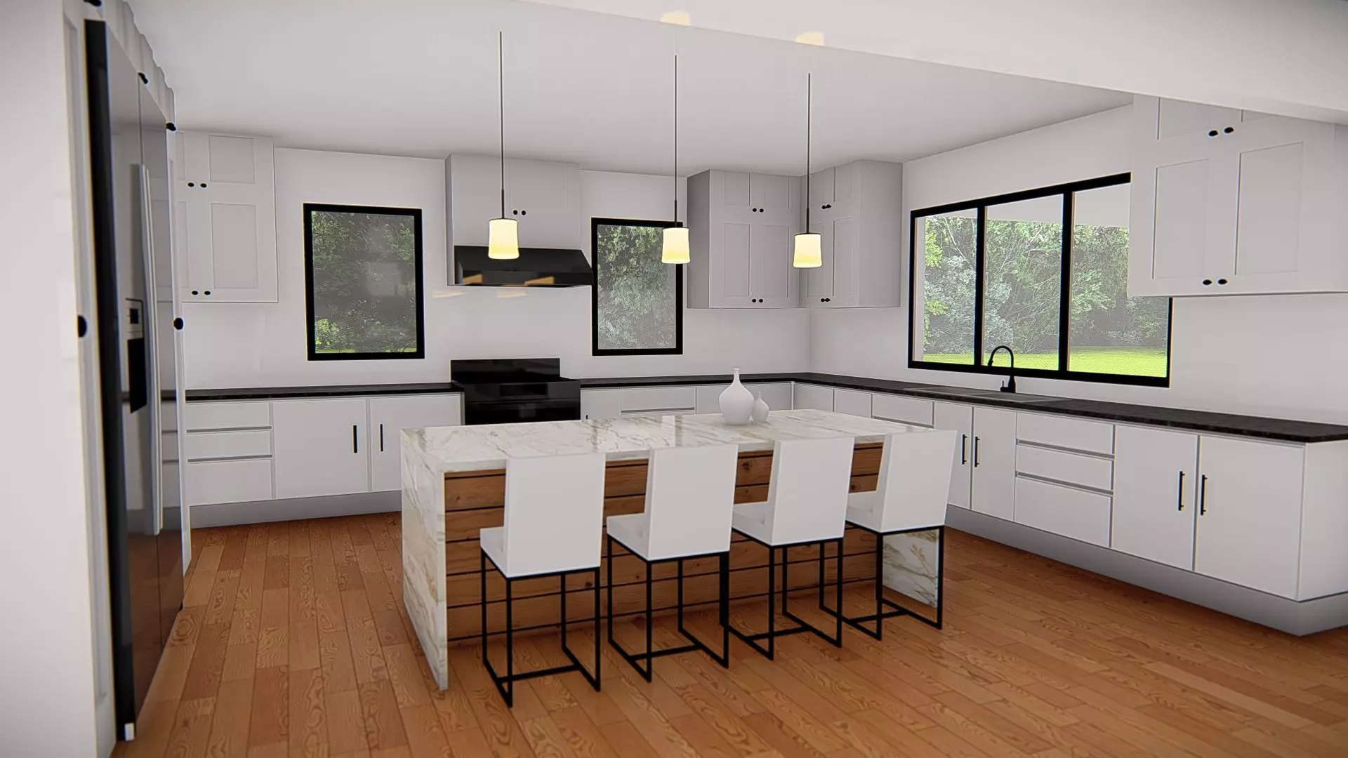 American Style House Exterior 3D Model Classic Residential Home 3D model_25