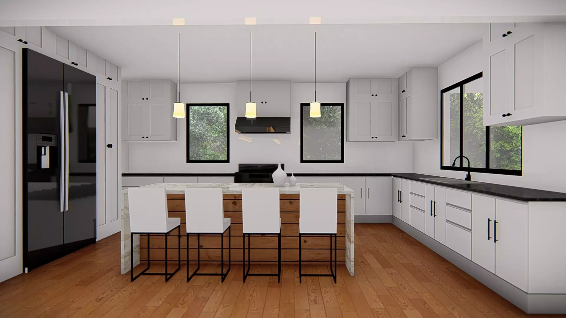 American Style House Exterior 3D Model Classic Residential Home 3D model_26