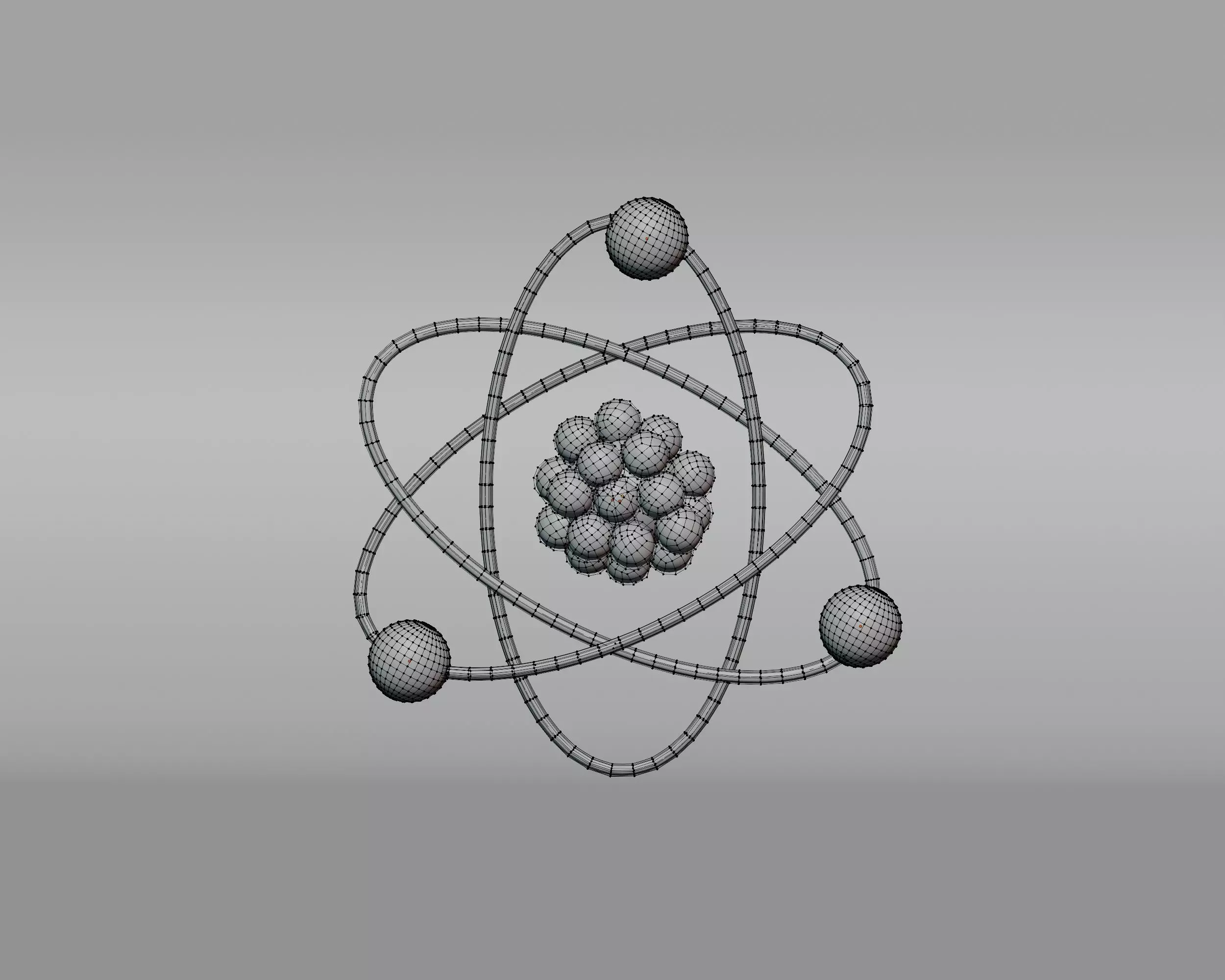 Rutherford Atomic Atom Low-poly 3D model_1