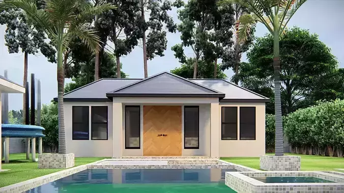 American Style House Exterior 3D Mode Classic Residential Home 3D model