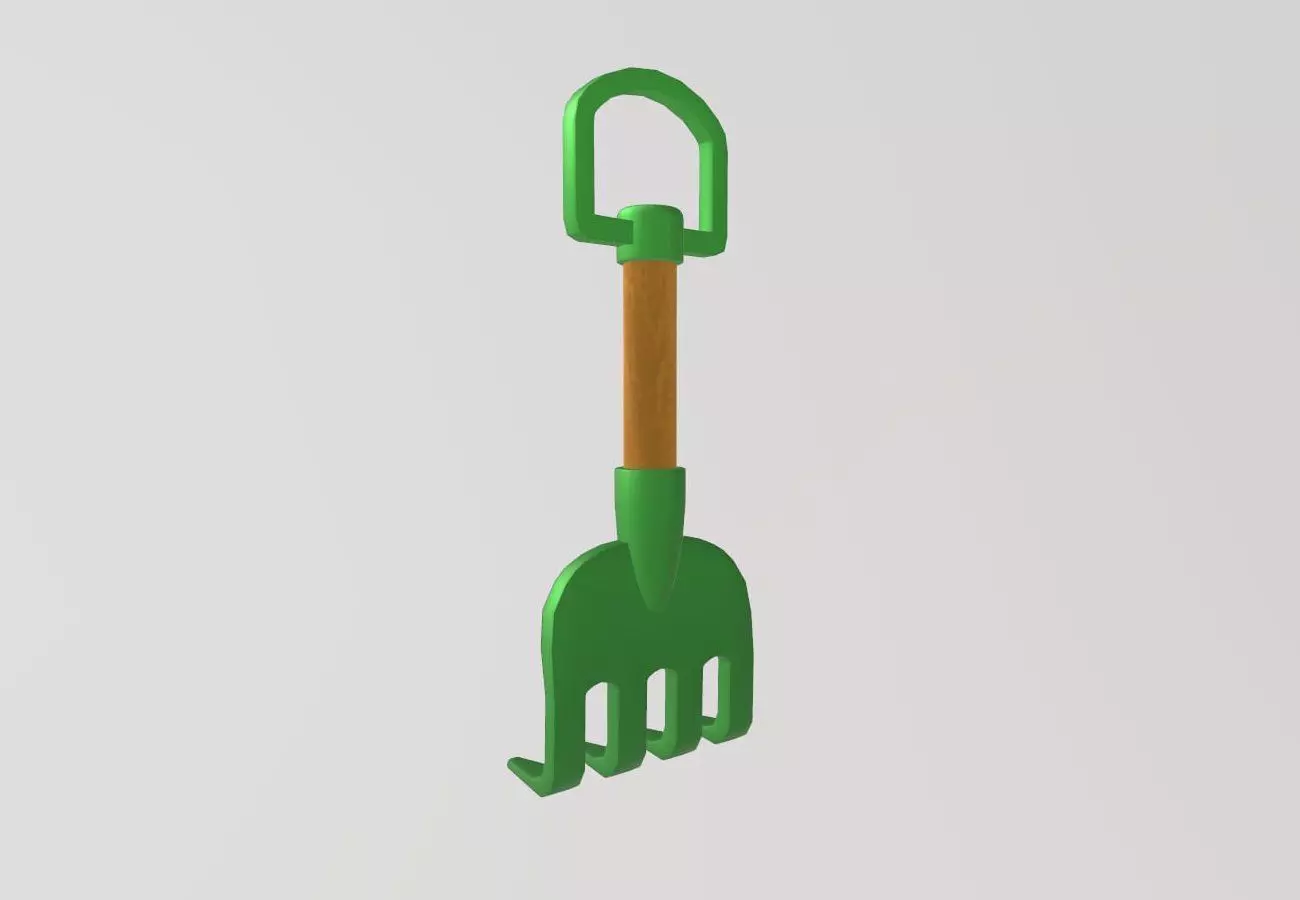 Stylized Low-Poly Rake Low-poly 3D model_10