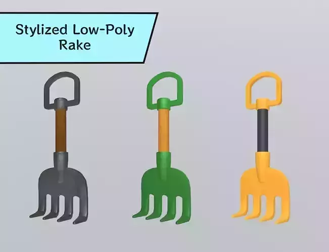 Stylized Low-Poly Rake Low-poly 3D model