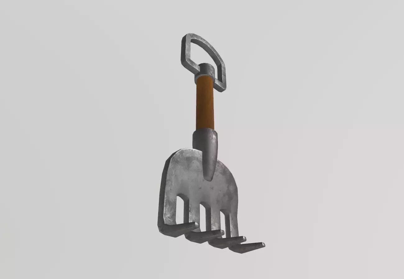 Stylized Low-Poly Rake Low-poly 3D model_3